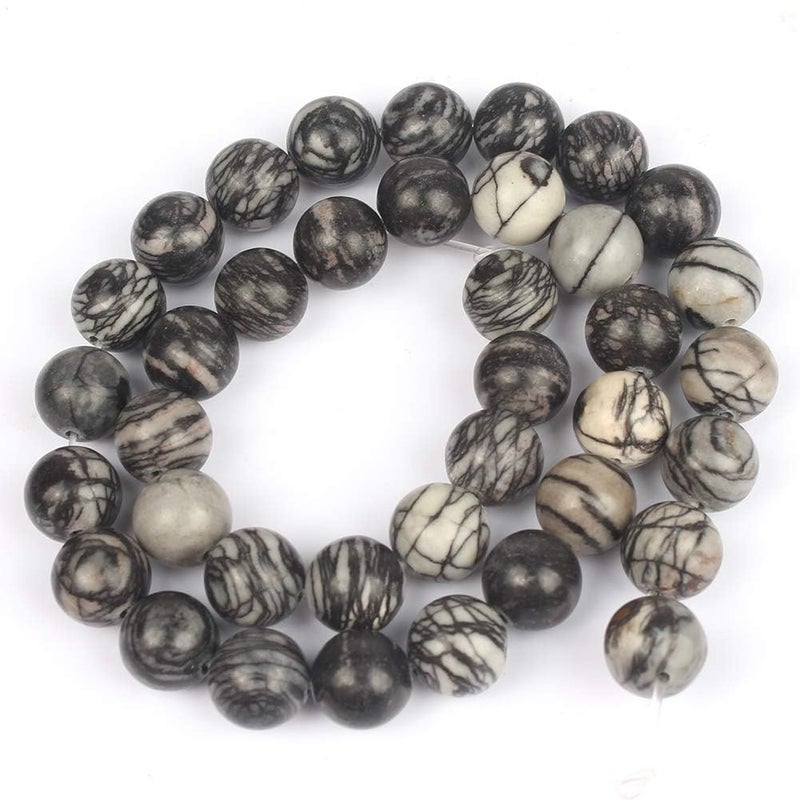 Yochus 45pcs Spider Web Beadsï¼Œ8mm Healing Power Natural Stone Round Loose Beads for Jewelry Making Earring Necklace DIY Crafts - Image 5